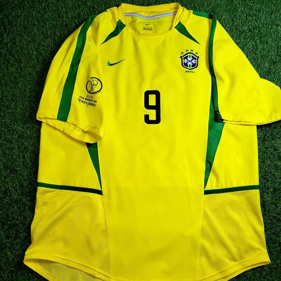 Ronaldo Brazil 2002 WORLD CUP Soccer Home Jersey Shirt L SKU# 182265 - Picture 1 of 8